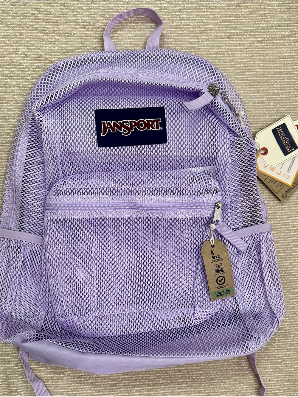 Jansport Lilac Mesh Backpack - Light Purple Everyday Pack